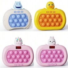 1pc Handheld Game For Kids, Pop Fidget Game Toys, Quick Push Game, Bubble Stress Pop Light Up Game, Mini Games Sensory Toys For Autistic Children, Halloween,Xmas,Birthday,New Year Gifts For Boys, Girls, Teens(Battery Not Included, LED Light Color Is Random) - Blue and White - View 2