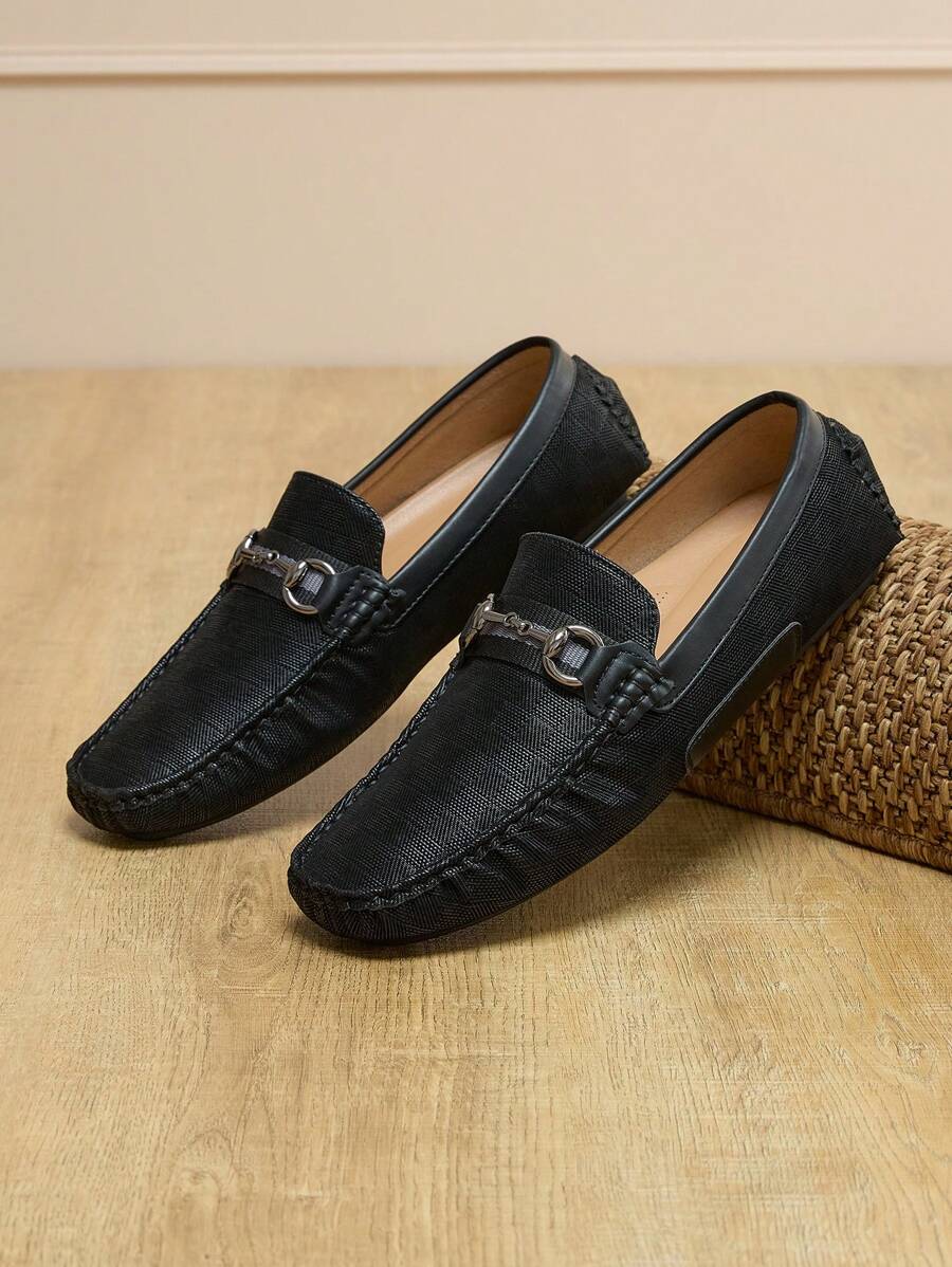 Men's  Black Penny Loafers Moccasins Shoes - 黑色 - 查看 1