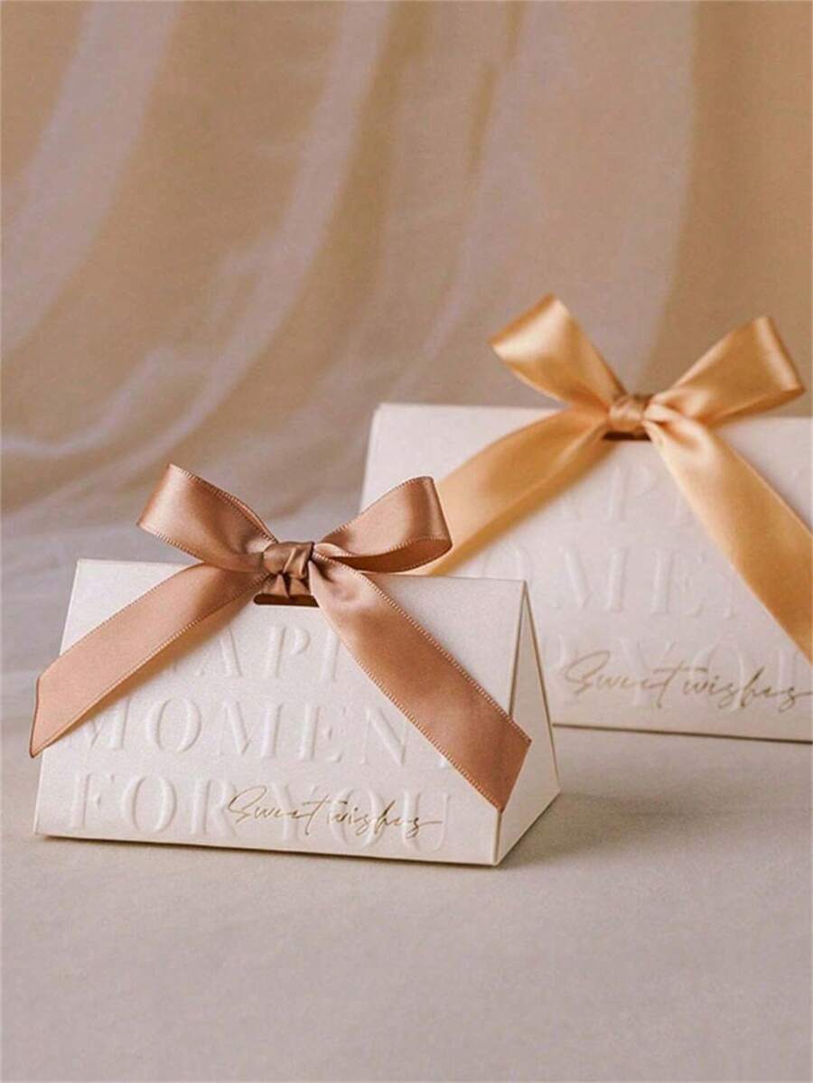 10/30 piezas Caja elegante para dulces de bodas, regalos y adornos de fiesta sin cinta - Champán - Ver 1