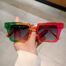 1pc Retro Fashionable Color-Blocked Square Fashion Glasses For Men And Women, Suitable For Leisure And Travel - Clear - View 10