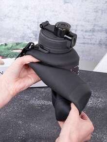 1PC 2L opvouwbare waterfles, met tijden om te drinken, 64 Oz motiverende fles met rietje en riem, herbruikbaar lekvrij, voor sportgymnastiek - Grijs - Bekijken 3