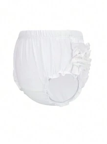 1pc Baby Girl White Lace Shorts, Baby Bloomers