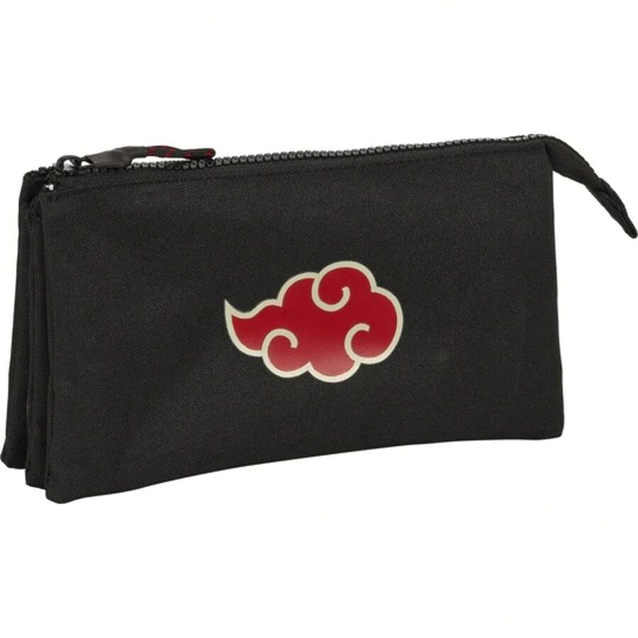 Naruto - NARUTO TEEN Dreifaches Federmäppchen mit unabhängigen Fächern und Reißverschlüssen - Seitengriff und Anpassungsfähigkeit an einen Autorucksack - Einzigartiges Designetui mit offizieller Lizenz - Geldbörse zum Tragen von Gegenständen -