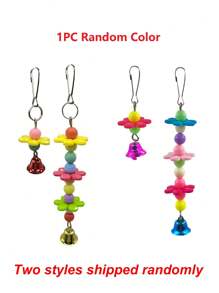 1 pieza Campana con forma de flor y colores acrílicos con sonido para juguetes para mordedura de pájaros, universal para las cuatro estaciones, color y estilo aleatorio - Multicolor - Ver 2