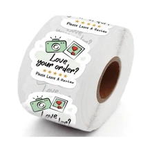 请留下评论，星空相机设计贴纸标签，小型企业网上商店感谢贴纸，信封封口商务礼品袋装饰标签包装贴纸，500 张 - 彩色 - 查看 1