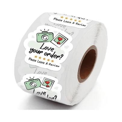 请留下评论，星空相机设计贴纸标签，小型企业网上商店感谢贴纸，信封封口商务礼品袋装饰标签包装贴纸，500 张