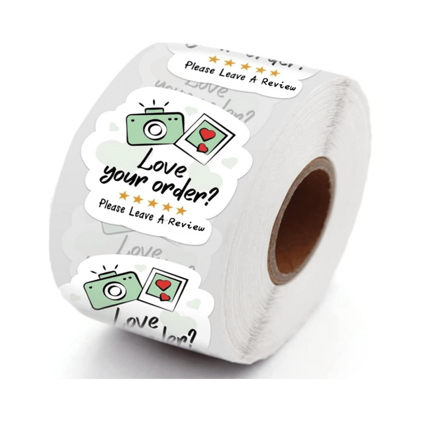 请留下评论，星空相机设计贴纸标签，小型企业网上商店感谢贴纸，信封封口商务礼品袋装饰标签包装贴纸，500 张