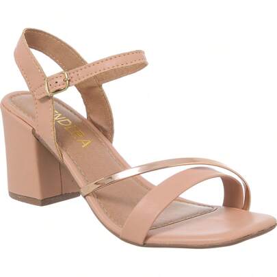 Sandália Salto Alto Bloco Feminina Delicada Luxo Brilho Casual Clássica Original