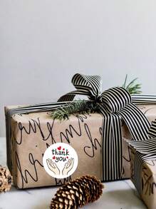 1 pegatina de papel "Gracias", pegatina de sellado de pastelería y postres, pegatina de recompensa de estudiante con diseño de caricatura, pegatina floral de boda - Gesto de corazón "gracias" - Ver 4