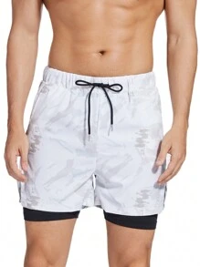 男友风格男士二合一跑步短裤速干透气运动训练慢跑骑行短裤带手机口袋