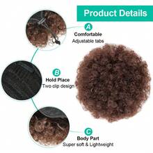 Large Afro Puff Drawstring Ponytail Kinky Curly High Puffs Pony Tail Bun Hair Piece African American Clip In On Updo Hair Extensions For Women(4#) - Dark Brown - View 3