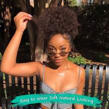 Large Afro Puff Drawstring Ponytail Kinky Curly High Puffs Pony Tail Bun Hair Piece African American Clip In On Updo Hair Extensions For Women(4#) - Dark Brown - View 6