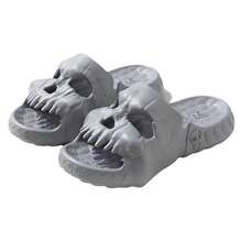 Sandalias Parejas Pantuflas Diseño De Calavera Fondo Grueso - Gris - Ver 1
