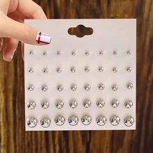 20 pares/set Pendientes de tachuela nuevo estilo plateado bola