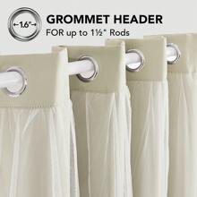 2pcs Sheer Overlay Blackout Curtains, Room Darkening Curtains For Bedroom, Living Room, Grommet Double Layer Thermal Insulated Curtains With Tie Backs - Light Beige - View 10