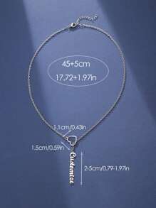 Personalized Simple Europe And America Style Heart Letter Name Necklace Custom Pendant Customized Golden Stainless Steel Couple Necklace Perfect Gift For Couple Mom Friends And Classmates Suitable For Valentine's Day Christmas Halloween Anniversary Celebration, Silver, Stylish, Colorful, Vintage, Simple, Unisex, Casual, For Anniversaries, For Birthdays, For Graduation, For Prom, For Party, Stainless Steel Jewelry