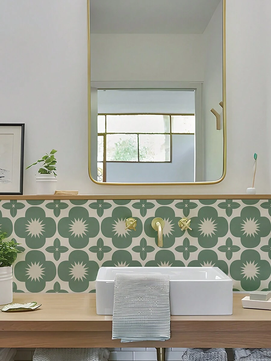 10 Chiếc Pháp Kem Phong Cách Sàn Đổi Mới Miếng Dán Chống Thấm Nước Và Chống Bám Bẩn, Phòng Tắm Tường Nhà Bếp Gạch Men Dán - Nhiều màu - Xem 1