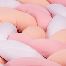 ENTRENUDOS- Bumper cuna / Parachoques bebe / Trenza cubre cuna colchón 2 metros / 18 cm alto - Blanco, rosa claro y durazno - Ver 4