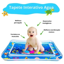 Tapete De Água Almofada Inflável Interativo Bebê Peixes Fundo do Mar Interativo Aumenta Sensores do Bebê
