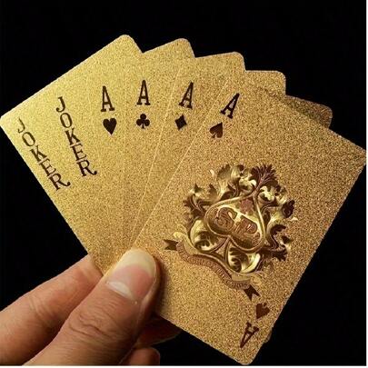 Luxurious Golden Playing Cards - Waterproof, - Ideal For Magic & Party Entertainment,PVC Material Is More Suitable For Party Use,Creative Toys, Card And Poker Series,Texas Poker,Playing Cards,Cards,Games,Playing Cards,Games,Cards,Playing Cards,Games,Card Games,Cards>Card Games,Playing Cards Costume,Playing Cards Pink,Drinking Game,Cards Poker,Cool Playing Cards