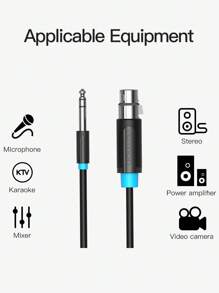 Vention 1/4 英吋 Trs 至 Xlr 公頭電纜,平衡 6.35 毫米 Trs 插頭至 3 針 Xlr 公頭,四分之一英吋 Trs 公頭至 Xlr 公頭麥克風電纜 - 黑色 - 查看 10