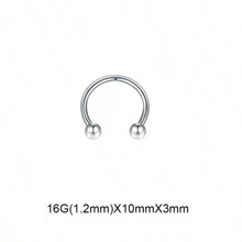 16G G23 Titanium Septum Nose Rings For Men Women Horseshoe Septum Ring Seamless Hoop Cartilage Helix Daith Tragus Piercing Jewelry 6MM 8MM 10MM - Silver - View 7