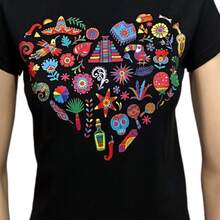 Playera Corazón Mx Aztlán Arte Mexicano - Negro - Ver 4