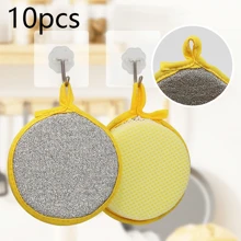 10入組家用洗碗刷和鍋具清洗雙面除污洗碗海綿，清洗海綿，鋼絲球，水槽清潔布或廚房爐灶清潔布，抗菌可洗，廚房用品，廚房清潔小工具 - 黃色 - 查看 1