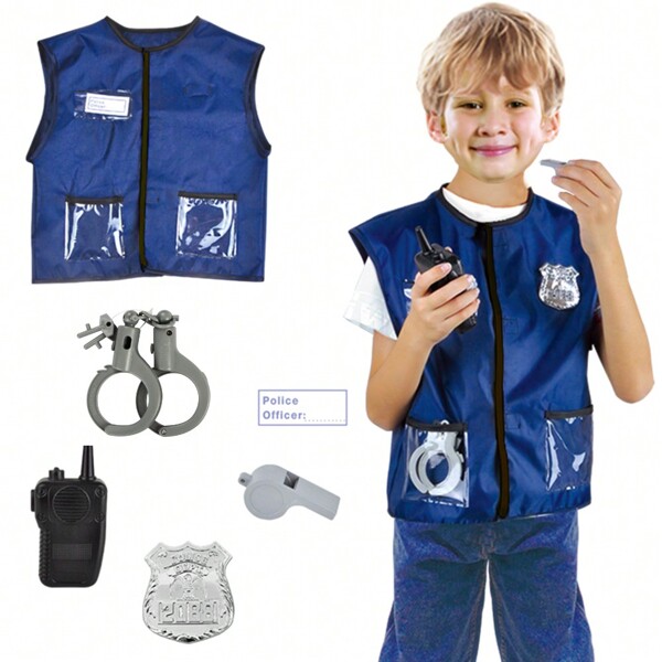 Fantasia de Policial Infantil para Decoração de Natal - Fantasia de Policial para Meninos - Conjunto de Uniforme de Policial com Acessórios para Meninos, Fantasia de Policial, Policial, Fantasia de Policial