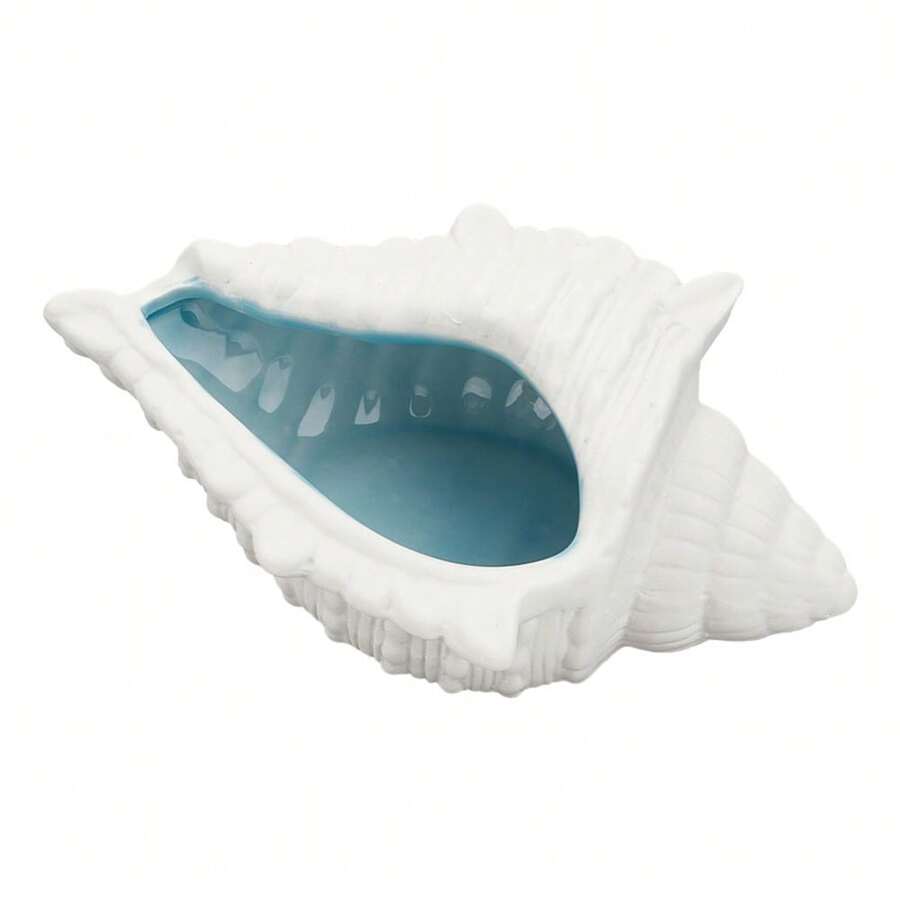 1pc Ceramic Conch Jewelry Dish Tray Shell Shape Jewelry Plate Storage Tray Ring Earring Holder Ocean-Themed Decorative Trinket Plate For Rings Necklaces Earring Seashell Color - White - View 1