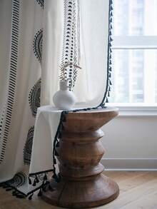 2面幾何半遮光波西米亞亞麻窗簾帶流蘇，4種安裝方式：胡克帶/桿式口袋/扣環頂部/後翻，適用於臥室客廳裝飾窗戶 - 彩色 - 查看 10