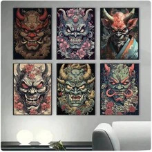 1入組恐怖海報古代神秘生物帆布油畫壁畫客廳家居裝飾無框