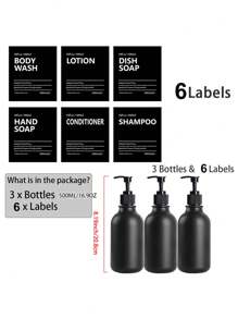 LEAPAIR 2/3 Peças Frasco Dispensador de Loção de 500ml/16.9oz com Bomba Dispensadora com Rótulos ou Suporte para Garrafa, Garrafas Recarregáveis de Shampoo e Condicionador, Frascos Dispensadores Apertáveis, Para Sabonete Líquido/Shampoo/Condicionador/Sabonete Líquido para as Mãos/Detergente Líquido/Loção, Dispensador de Armazenamento de Cozinha e Banheiro, Decoração de Banheiro Doméstico, Decoração de Outono, Volta às Aulas