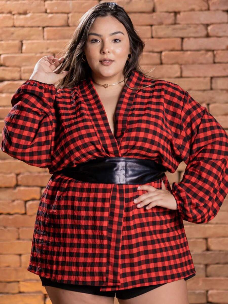 Women Blouses - 紅色 - 查看 1