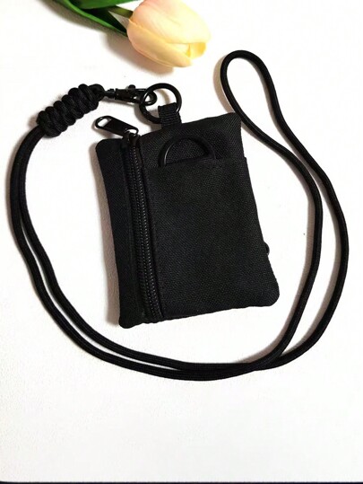 1pc Minimalist Outdoor Brand Camping Hiking Fishing Zipper Pouch For S Cards Keys Earphones With Detachable Lanyard Strap (Strap Length Approx. 45cm) For Women Wallet Mini Wallet Purse Wallet For Men Wristlet Wallet Coin Wallet Travel Wallet