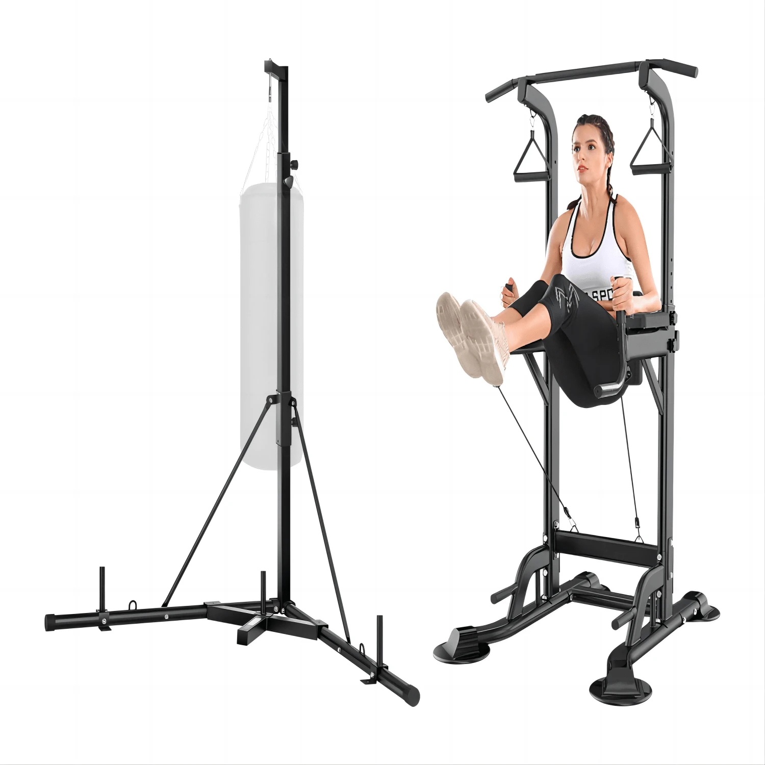 VIVOHOME Height Adjustable MultiFunction Power Tower With Backrest