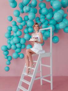 1套10英寸/5英寸淺藍色氣球花環套裝，包括70個氣球，適用於裝飾牆壁、節日和成人儀式 - 彩色 - 查看 4