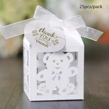Caja de dulces con diseño de oso bonito de 25 piezas/paquete, caja de empaque de chocolate de 5x5x8cm adecuada para cumpleaños, , festivales, fiestas y decoración de regalos para invitados - Multicolor - Ver 9