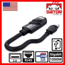 USB 3.0 Gigabit Ethernet LAN RJ45 1000Mbps Network Adapter Converter For Windows PC Apple MacBook Samsung Asus Dell XPS Yoga HP Acer Surface Pro 6.5" Black Gator Cable
