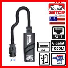 USB 3.0 Gigabit Ethernet LAN RJ45 1000Mbps Network Adapter Converter For Windows PC Apple MacBook Samsung Asus Dell XPS Yoga HP Acer Surface Pro 6.5" Black Gator Cable
