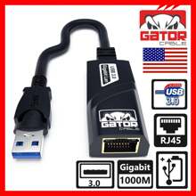USB 3.0 Gigabit Ethernet LAN RJ45 1000Mbps Network Adapter Converter For Windows PC Apple MacBook Samsung Asus Dell XPS Yoga HP Acer Surface Pro 6.5" Black Gator Cable