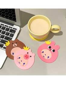 1pc Cartoon PVC Rubber Cup Mat, Ins Style Heat-Resistant Non-Slip Bowl Coaster For Kitchen, Restaurant And Coffee - Multicolor - View 6