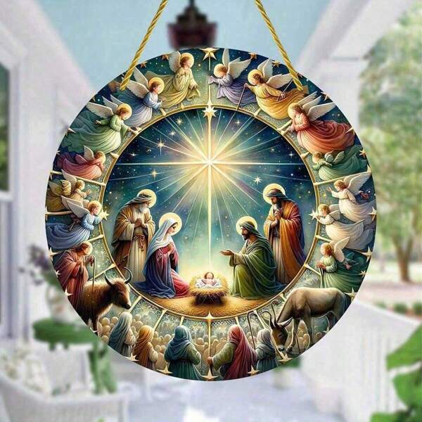 1pc Of Jesus Born To Catch The Sun, Stained Window Hanging, Acrylic Logo, Easter Decoration, Car Decoration,Home Decor ,Room Decor,Wall Decor