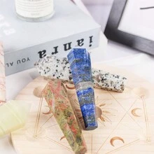 1入天然水晶尖頭，治療非洲玉法杖，能量青金石方尖鵝卵石，手工雕刻家居裝飾方尖鵝卵石，礦物石製手工藝品房間水族箱裝飾 - 9cm - 查看 10