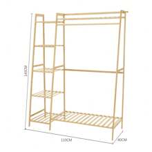 LIVINGANDHOME Living And Home  Bamboo Bedroom Garment Clothes Rack Natural 110cm - Apricot - View 11