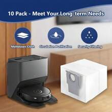 10 Pack Dust Bags Compatible With Roborock S8 Pro Ultra, S8+, S7 Max Ultra/S7 MaxV Ultra, Q5+, Q5 Pro+, Q7+,Q7 Max+, Q8 Max+ Robot Vacuum Cleaner, Large Capacity Disposable Bag Accessories - White - View 3