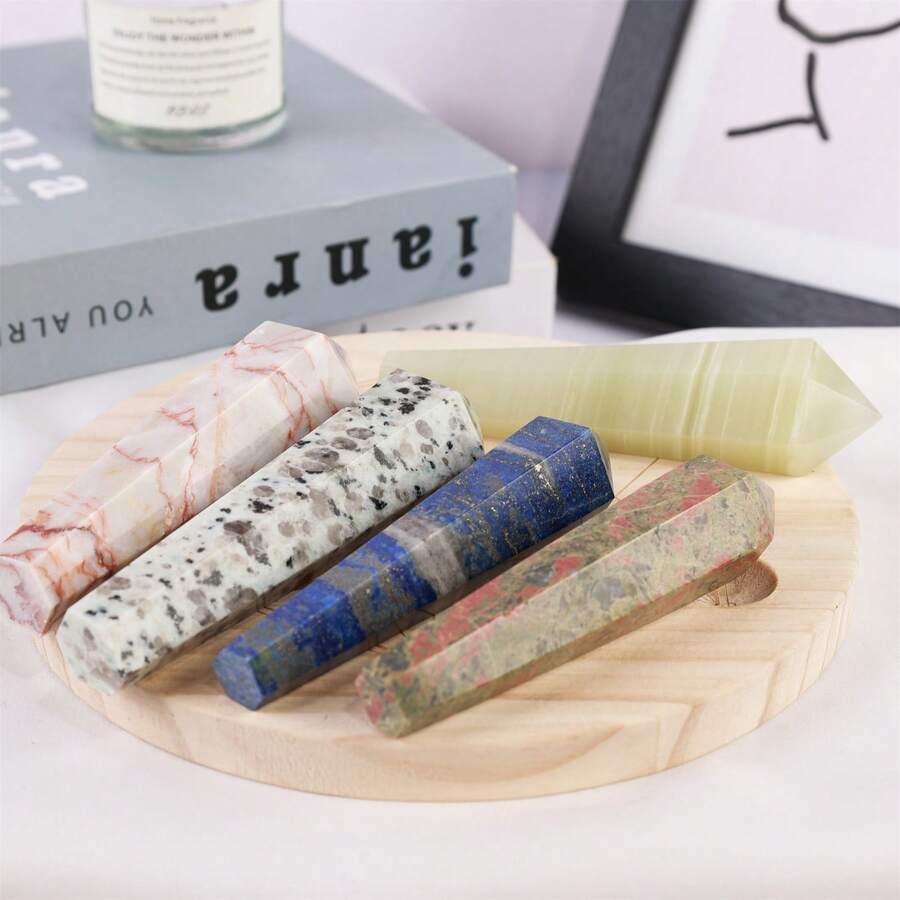 1入天然水晶尖頭,治療非洲玉法杖,能量青金石方尖鵝卵石,手工雕刻家居裝飾方尖鵝卵石,礦物石製手工藝品房間水族箱裝飾 - 9cm - 查看 1