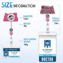 Medical Assistant MA Badge Reel Holder Retractable With ID Clip For Nurse Nursing Name Tag Card Black Alligator Clip Hospital Work Accessories Gifts - Coral Pink - View 2