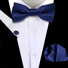 Set di cravatta, fazzoletto da taschino e gemelli, Combo di accessori di moda in stile britannico multicolore per uomini d'affari, incontri d'affari e matrimoni - Multicolore - Visualizzare 4