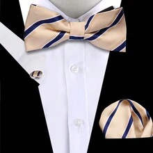 Set di cravatta, fazzoletto da taschino e gemelli, Combo di accessori di moda in stile britannico multicolore per uomini d'affari, incontri d'affari e matrimoni - Multicolore - Visualizzare 6